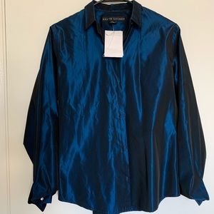 Ralph Lauren black label blue metallic dress shirt